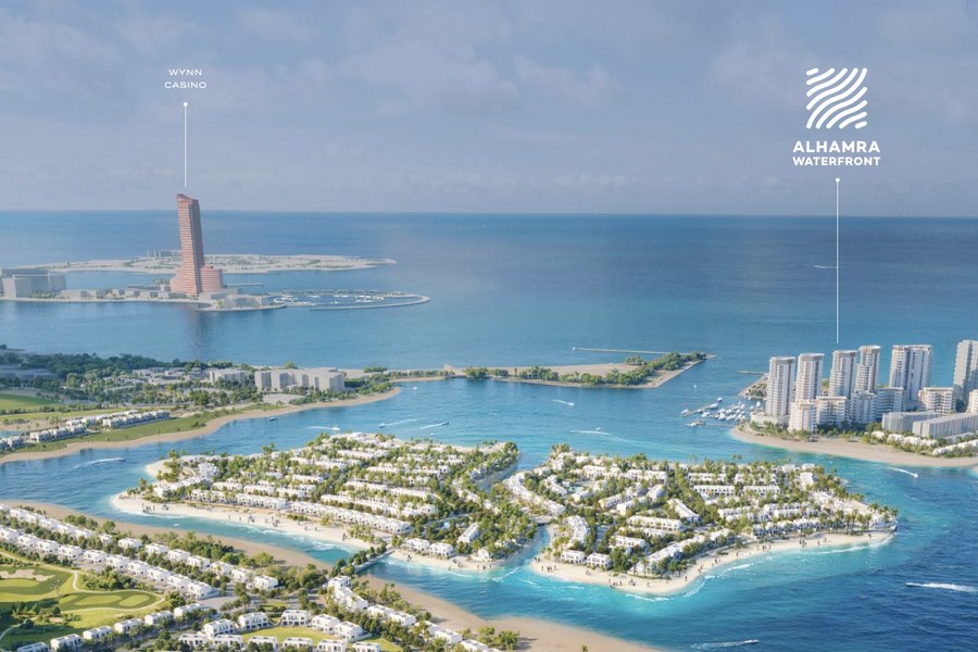 Al Hamra Waterfront, Ras Al Khaimah, with the Wynn resort beyond
